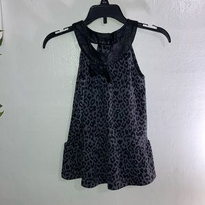 Wonder kids leopard dress with pleather bow and neckline 3t EUC